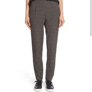 Eileen Fisher Bark 100% Silk Crepe Confetti Printed Slouchy Ankle Pant Gray